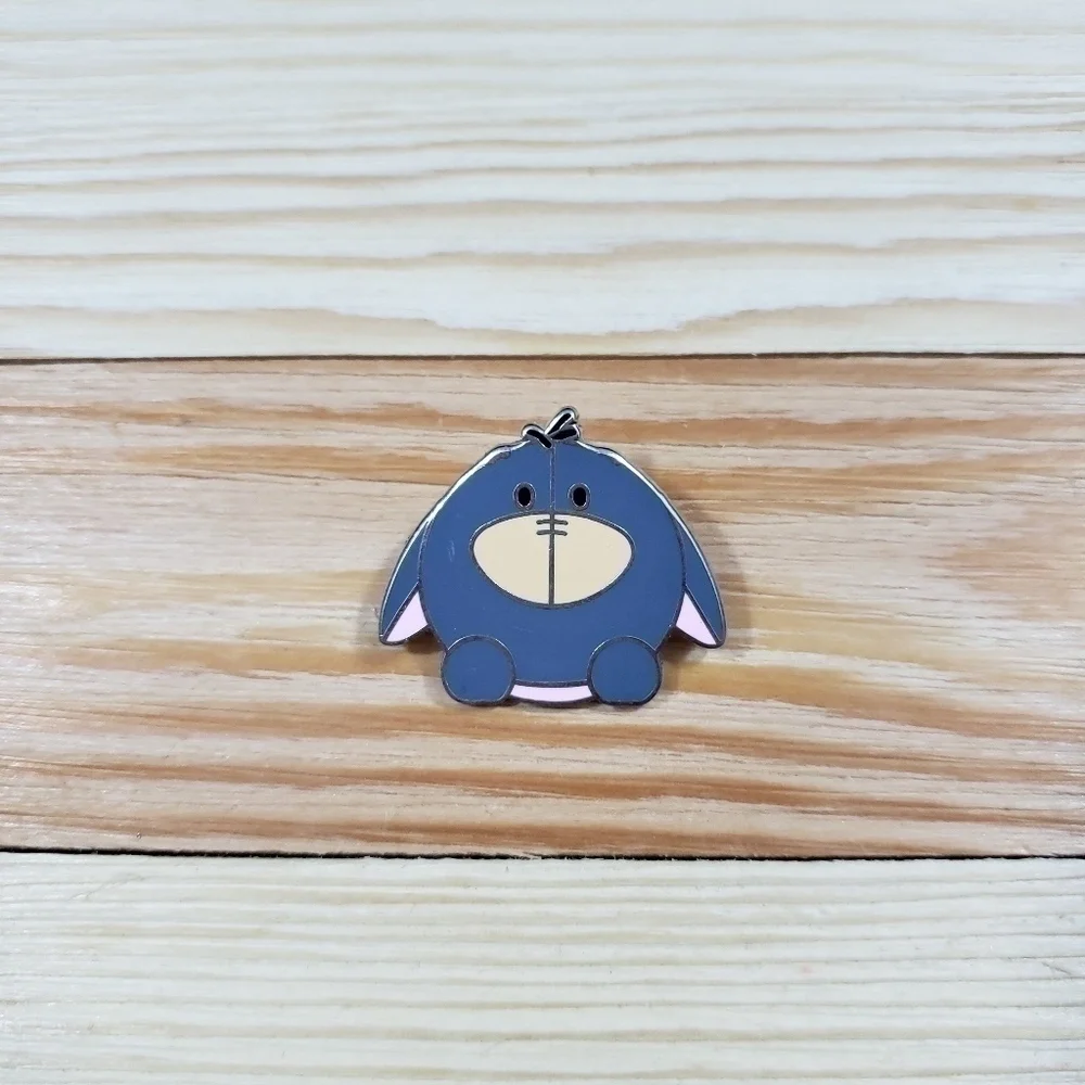 Disney Winnie the Pooh Eeyore Round Enamel Lapel Trading Pin Cute Chibi Style
